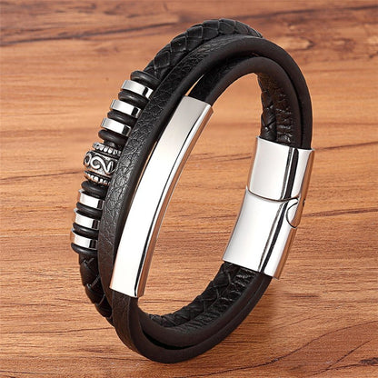 Leather Genuine Braided Punk Rock Bangles