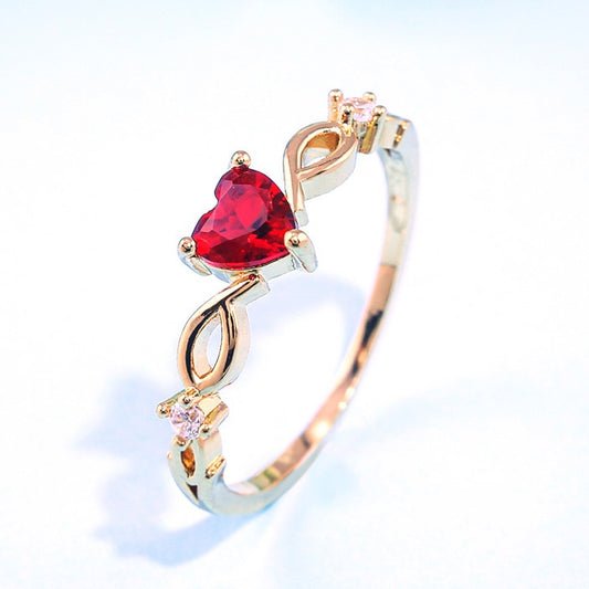 Simple Heart Ring For Women Fashion Zircon Stone Jewelry