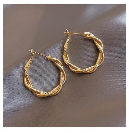 Copper Alloy Smooth Metal Hoop Earrings For Women