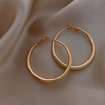 Copper Alloy Smooth Metal Hoop Earrings For Women