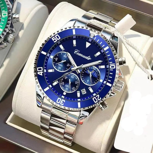 Reloj azul plateado