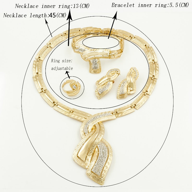 Crystal Necklace Hoop Earrings Italian Bridal Jewelry Sets
