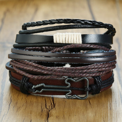 4Pcs/ Set Braided Wrap Leather Bracelets