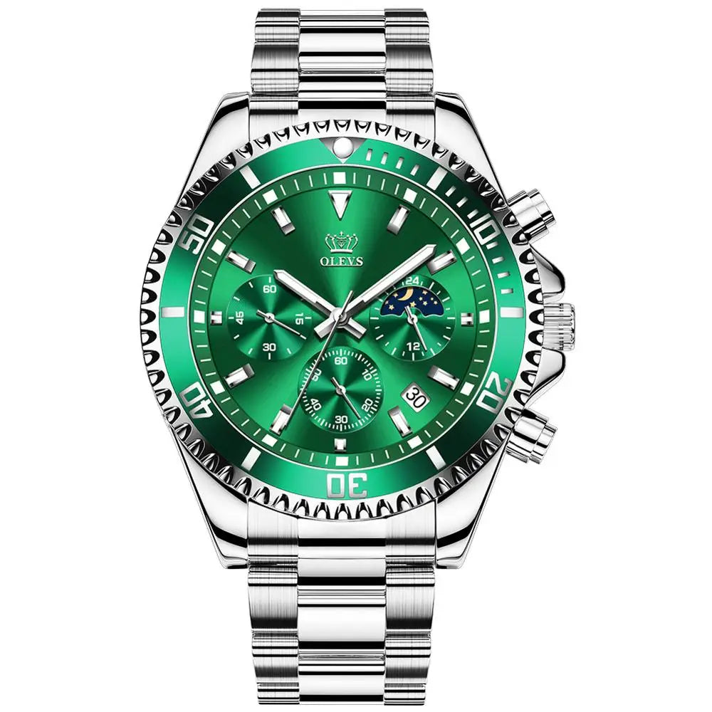 Reloj plateado verde
