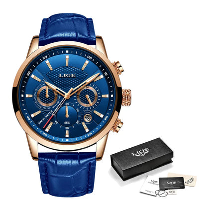 Reloj Lige Gold Blue Leather