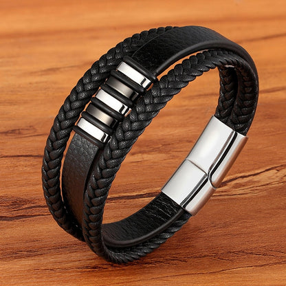 Leather Genuine Braided Punk Rock Bangles