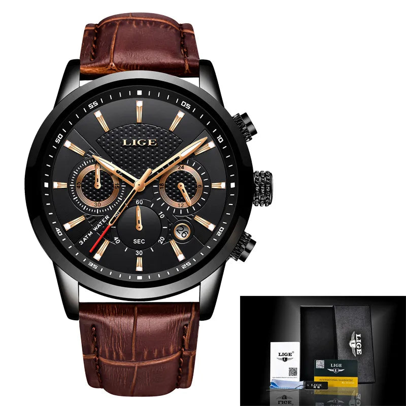 Reloj Lige Black Leather