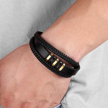 Leather Genuine Braided Punk Rock Bangles