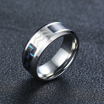 Twelve Constellations Rings Stainless Steel Classic Carbon Fiber