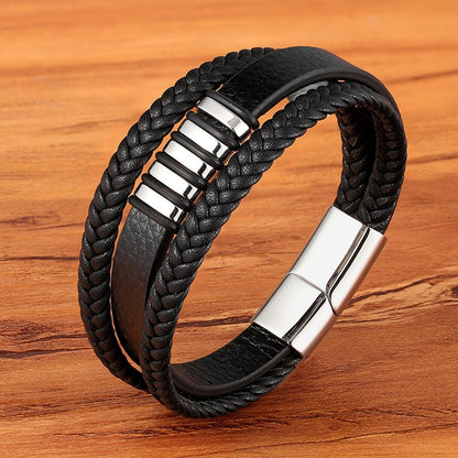 Leather Genuine Braided Punk Rock Bangles