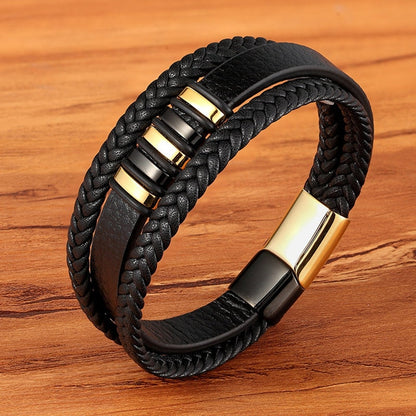 Leather Genuine Braided Punk Rock Bangles