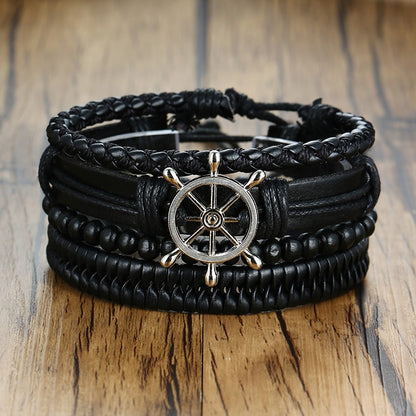 4Pcs/ Set Braided Wrap Leather Bracelets