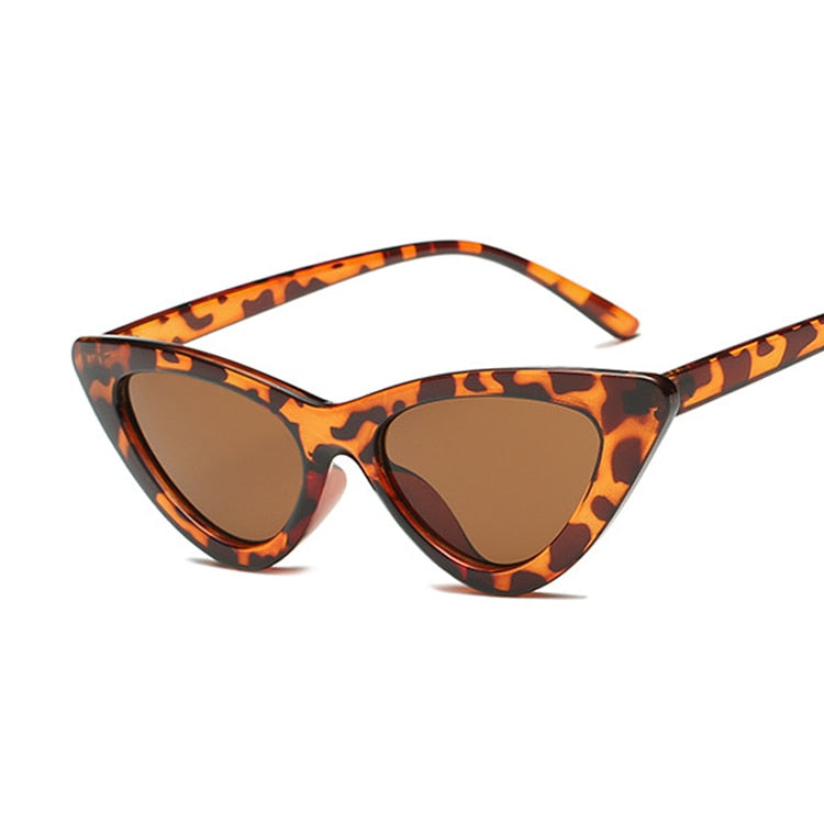 Vintage Leopard Cat Eye Sunglasses Woman Small Frame