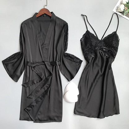 Set Lace Trim Sleepwear Casual Home Clothes Nightwear