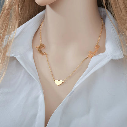 Collar con corazón y 2 nombres