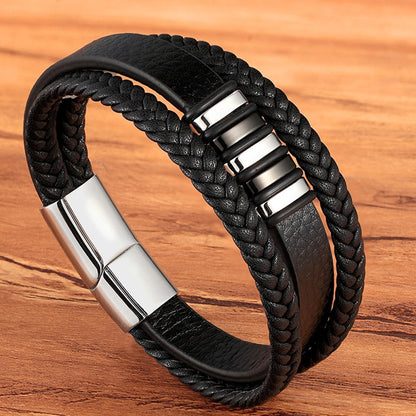 Leather Genuine Braided Punk Rock Bangles