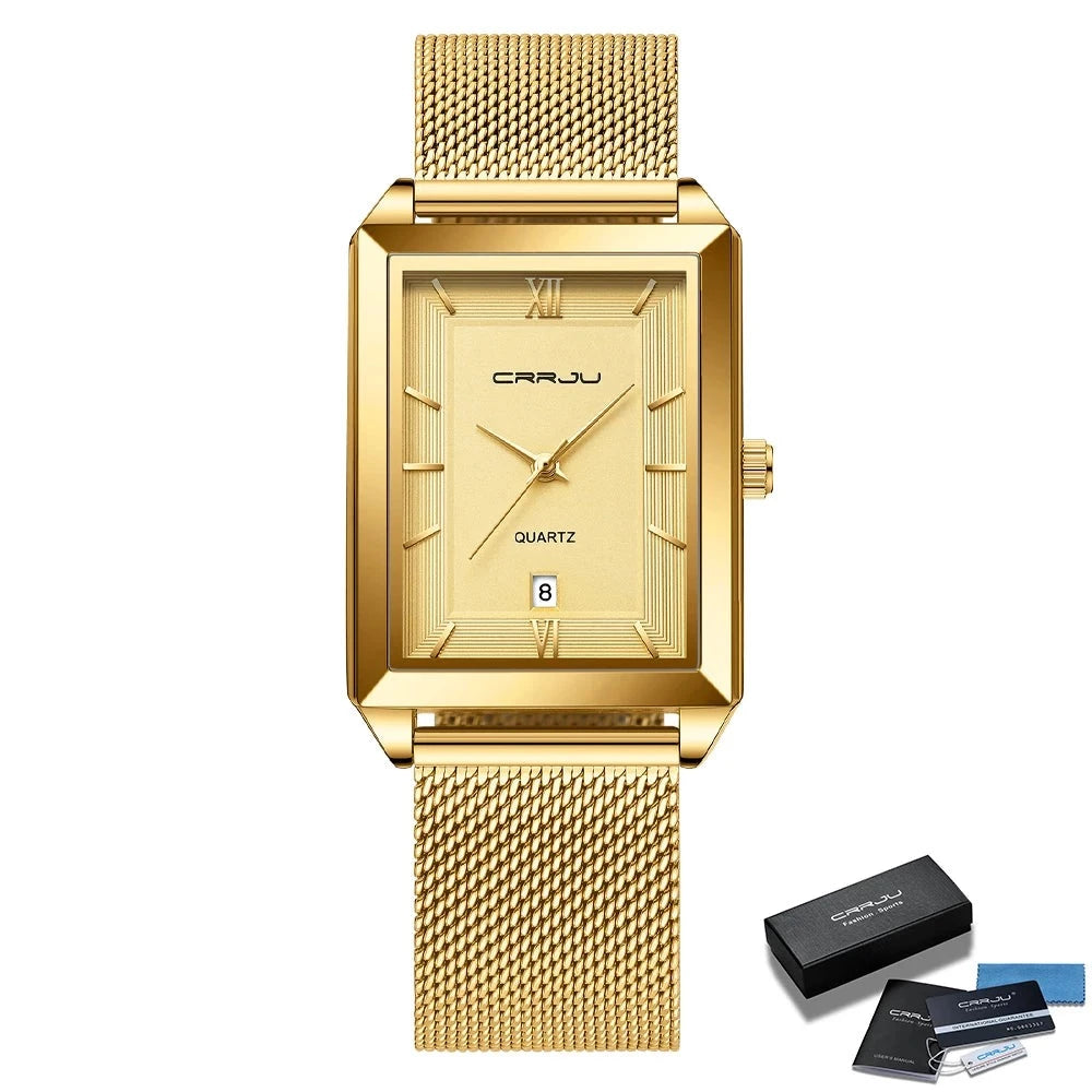 reloj de lujo masculino dorado con caja