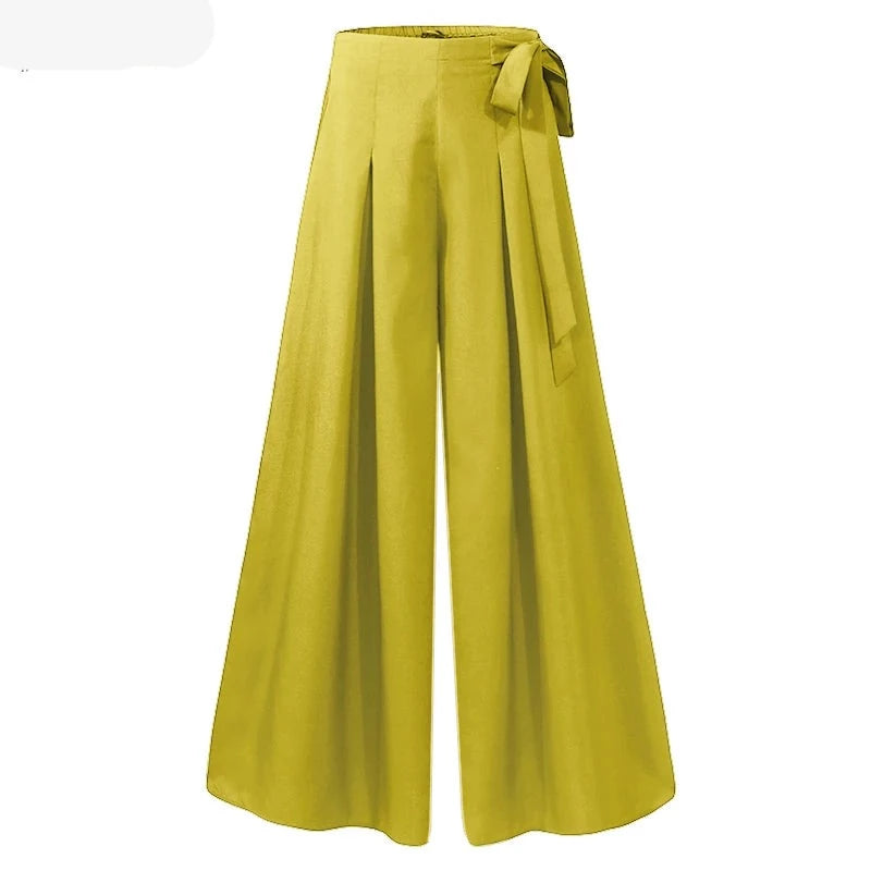 Pantalón super ancho amarillo de mujer