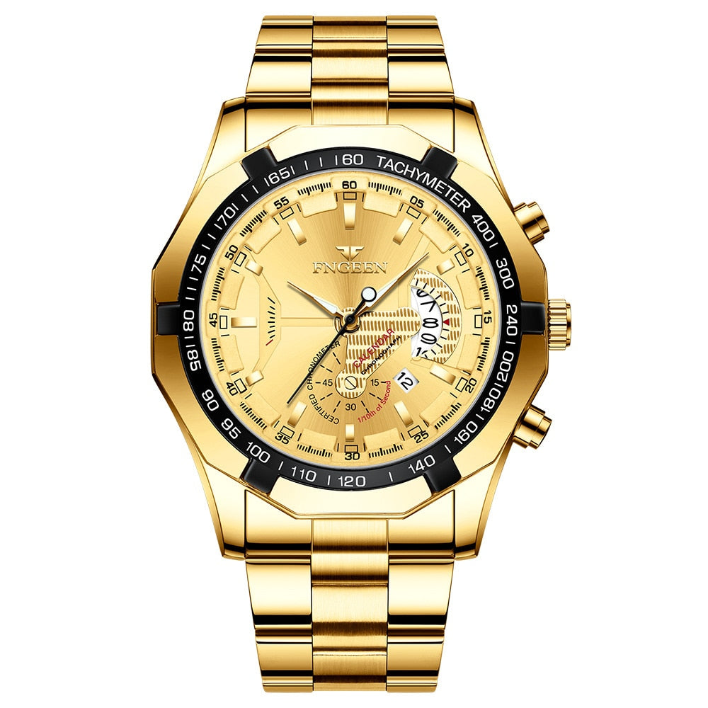 Luxury Men's Watches Stainless Steel Band Fashion Waterproof Quartz