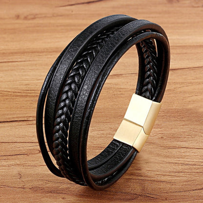 Leather Genuine Braided Punk Rock Bangles