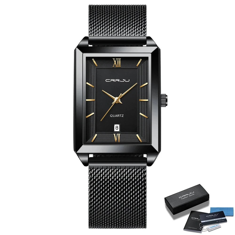 reloj masculino de lujo negro dorado con caja
