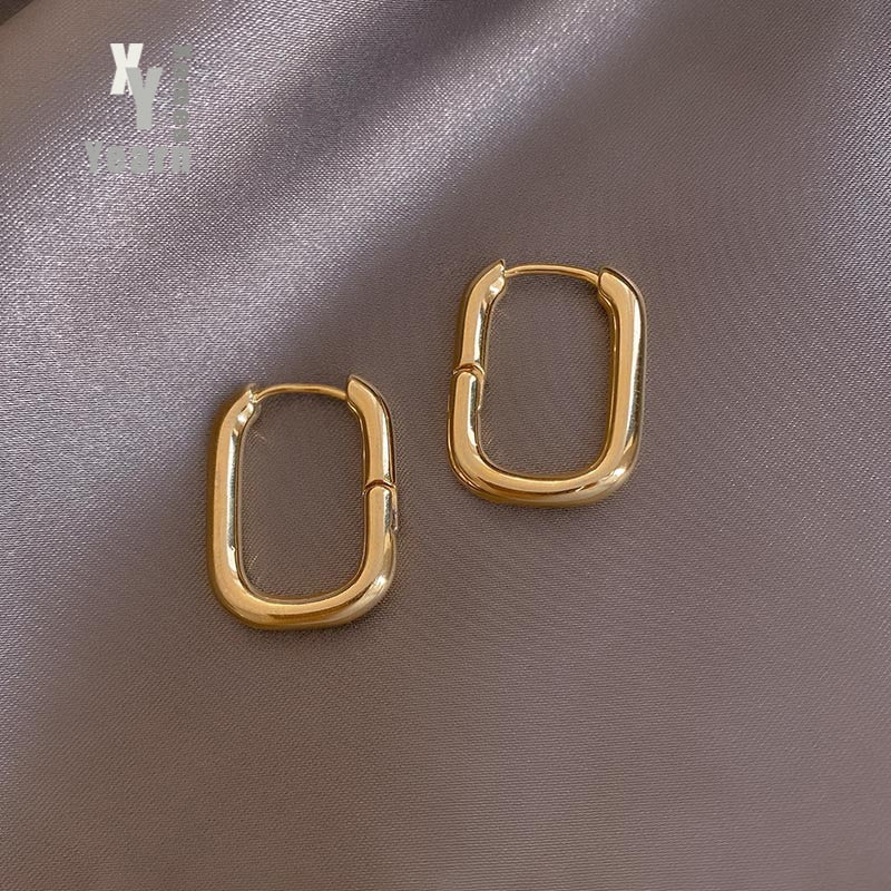 Copper Alloy Smooth Metal Hoop Earrings For Women