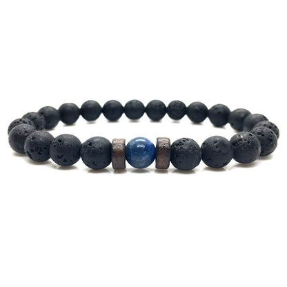 Lava Stone Men Bracelet Natural Moonstone Bead