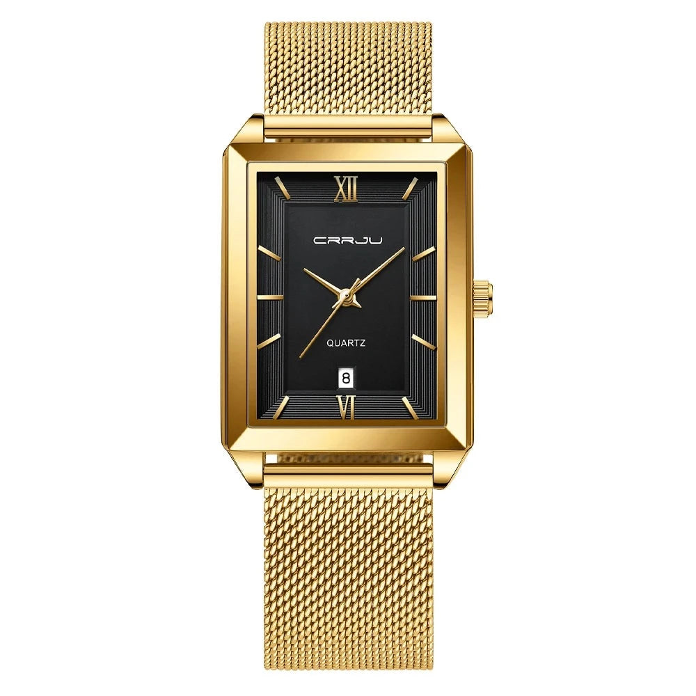 Reloj masculino de lujo dorado negro