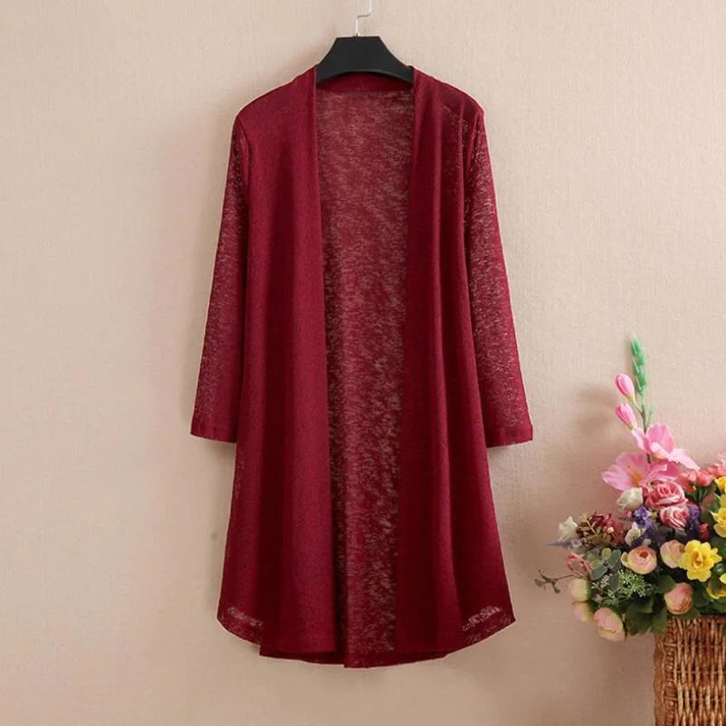 Long Cardigan Wine Red