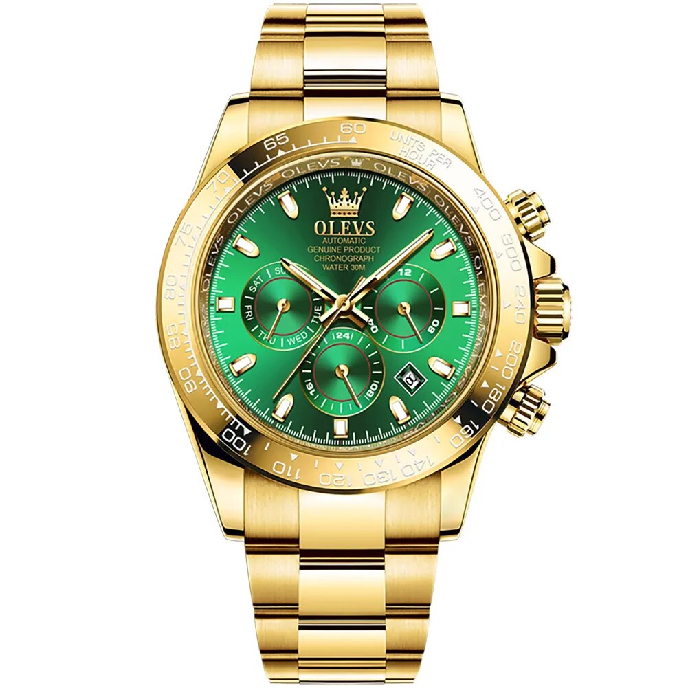 Reloj dorado verde