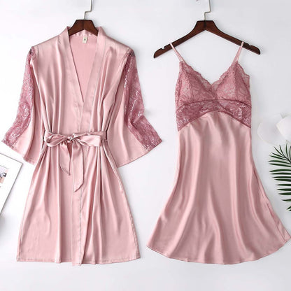 Set Lace Trim Sleepwear Casual Home Clothes Nightwear