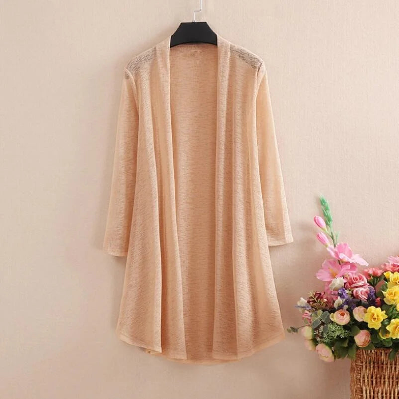 Long Cardigan Beige Yellow
