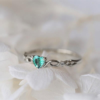 Simple Heart Ring For Women Fashion Zircon Stone Jewelry
