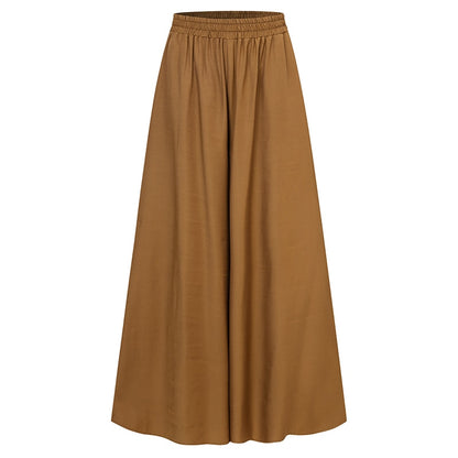 Women's Solid Color Wide Full-Length Casual Pants