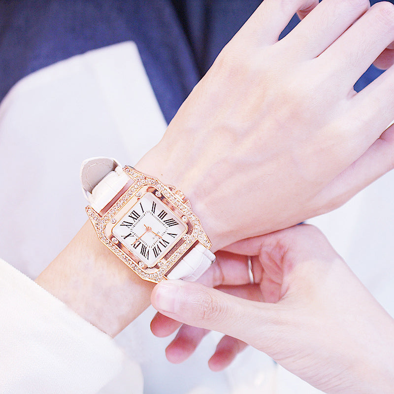 Women Diamond Watch Starry Square Dial Bracelet