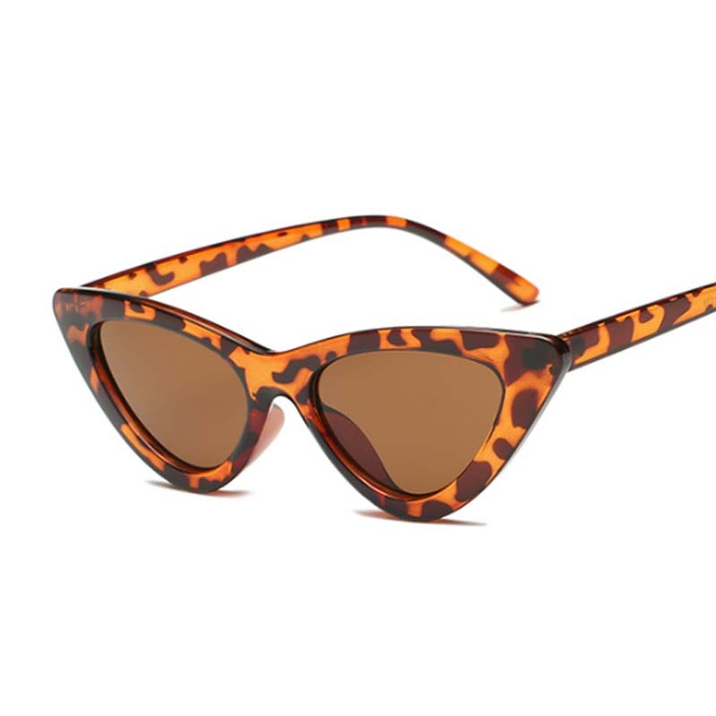 Vintage Leopard Cat Eye Sunglasses Woman Small Frame