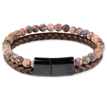 Natural Stone Bracelets Genuine Leather Braided Bracelet