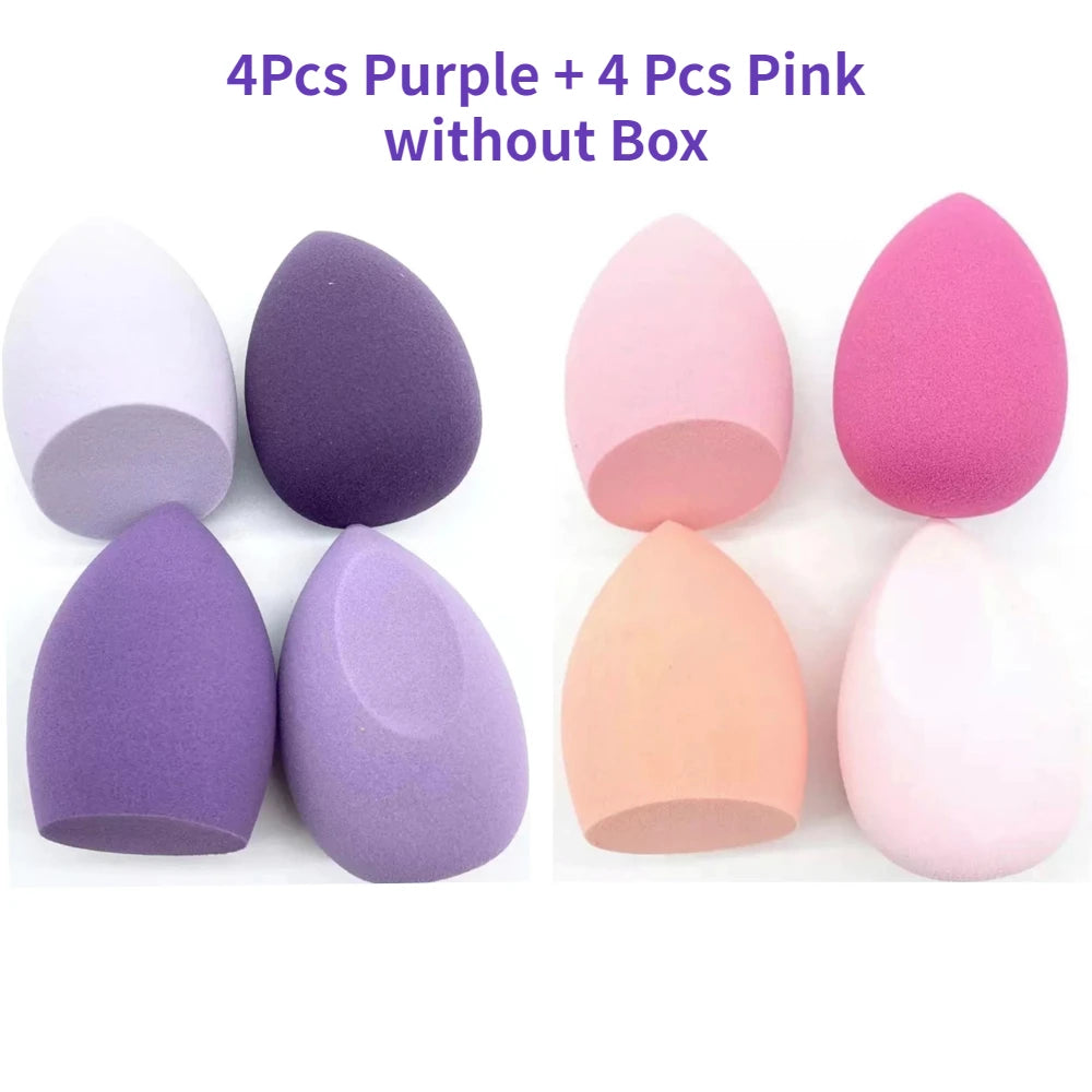 Esponja de Maquillaje 4Pcs Purple + 4Pcs Pink without Box
