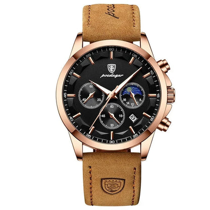 Reloj Quarzo Rose Gold Black Leather