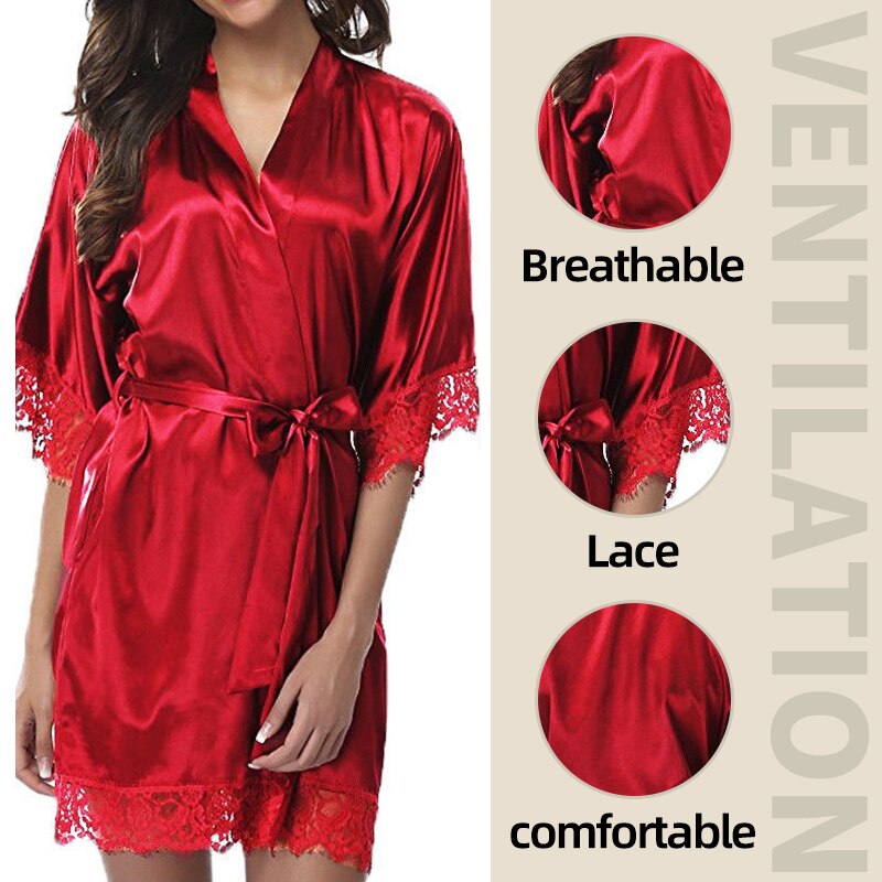 Sleepwear Nightgowns Nightdress Red Black L XL