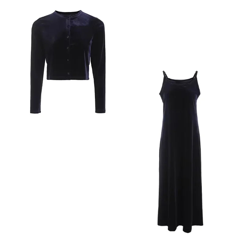 Cardigan and Long Robe Navy Blue