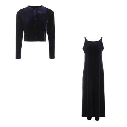 Cardigan and Long Robe Navy Blue