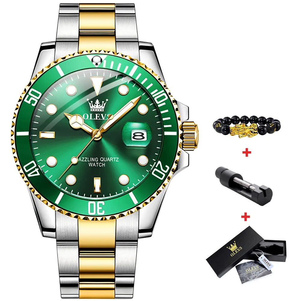 Reloj verde con regalos para hombre