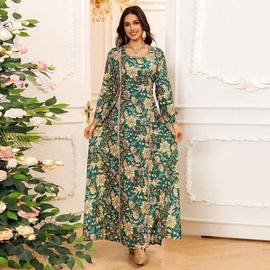 Floral Dress Dark Geen