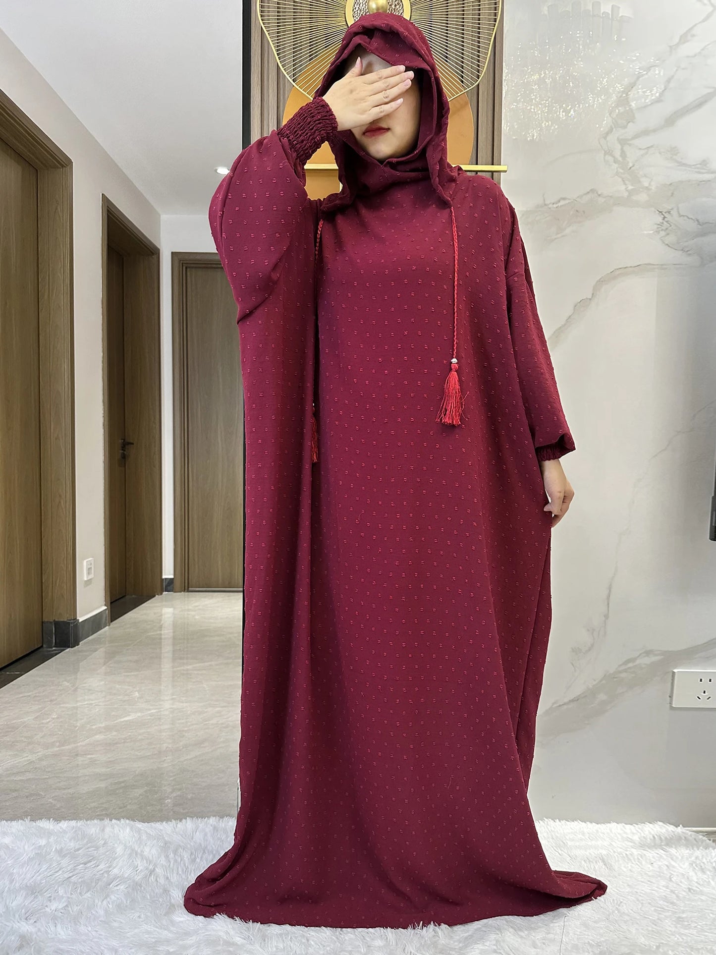 Cotton Abaya Wine Red