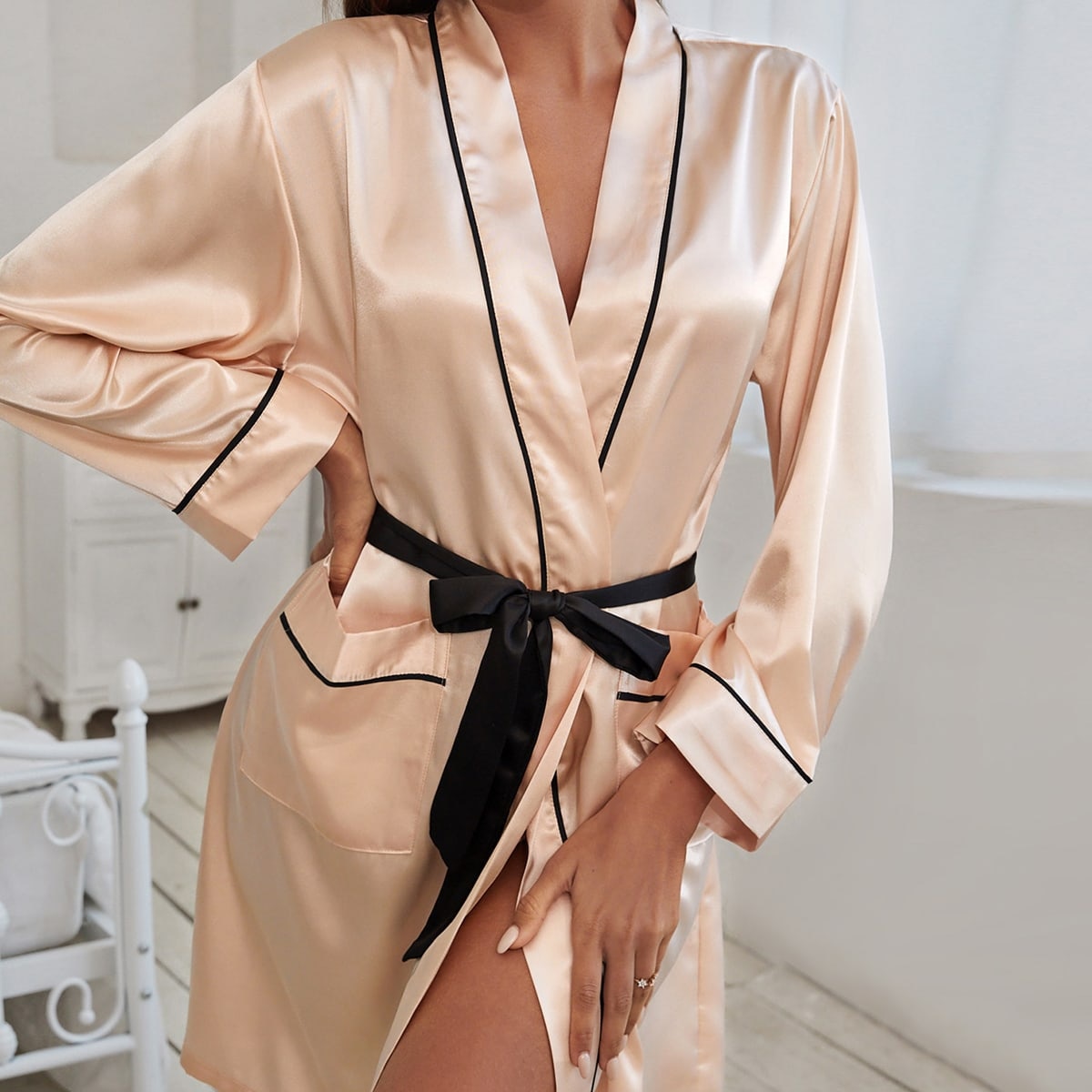 Women Nightgown Lingerie V-Neck Dressing Gown Nightdress Loose