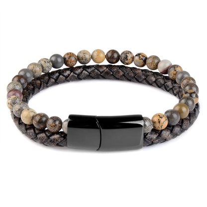 Natural Stone Bracelets Genuine Leather Braided Bracelet