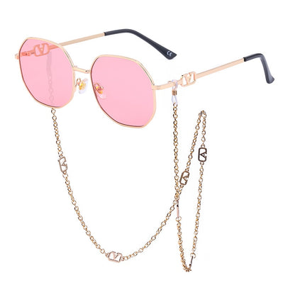 Punk Sunglasses with Glasses Chain Brand Designer Retro