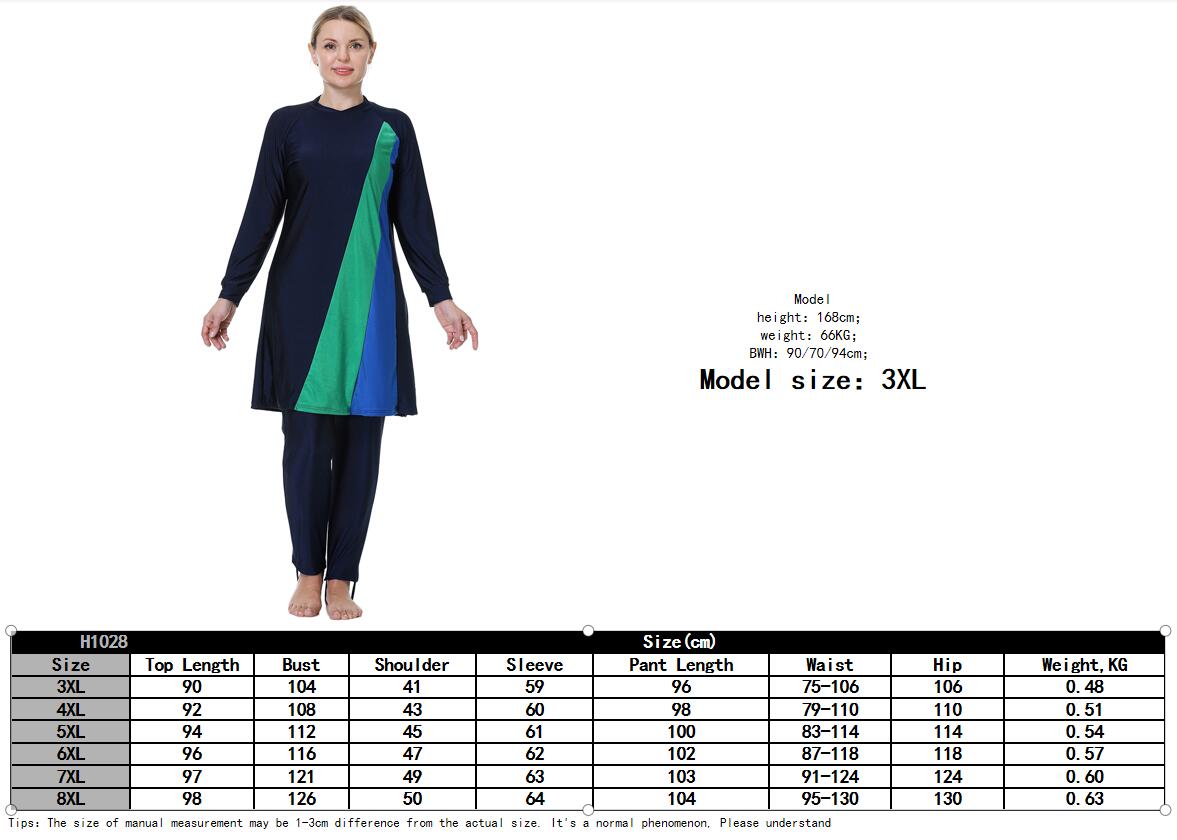 Muslim Lady Long Sleeves Round Collar Modest Swimming Clothes