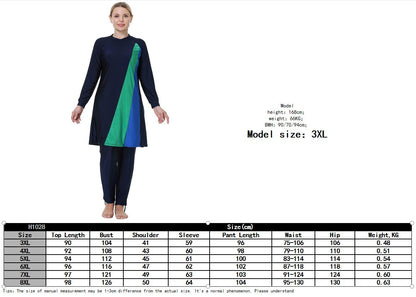 Muslim Lady Long Sleeves Round Collar Modest Swimming Clothes